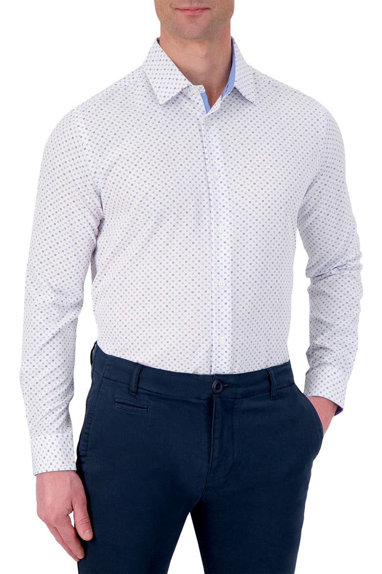 4X Stretch Slim Fit Neat Dress Shirt, Main, color, 40 BLUE