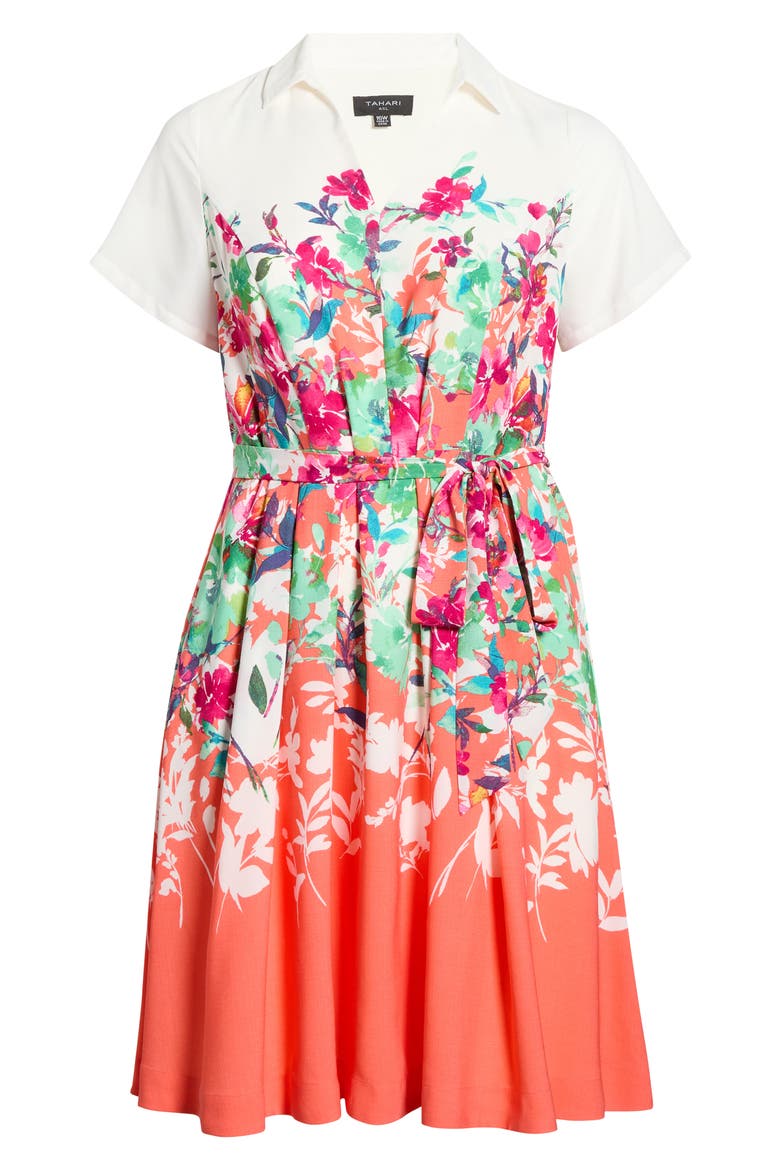 Floral Print Shirtdress, Alternate, color, CORAL FLORAL