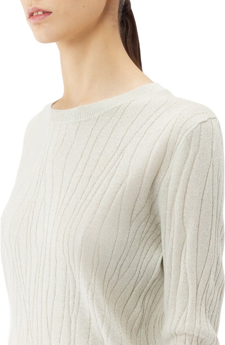 GOBI Mongolian Cashmere Cashmere Silk Sweater with Silver Threading, Alternate, color, Whisper White