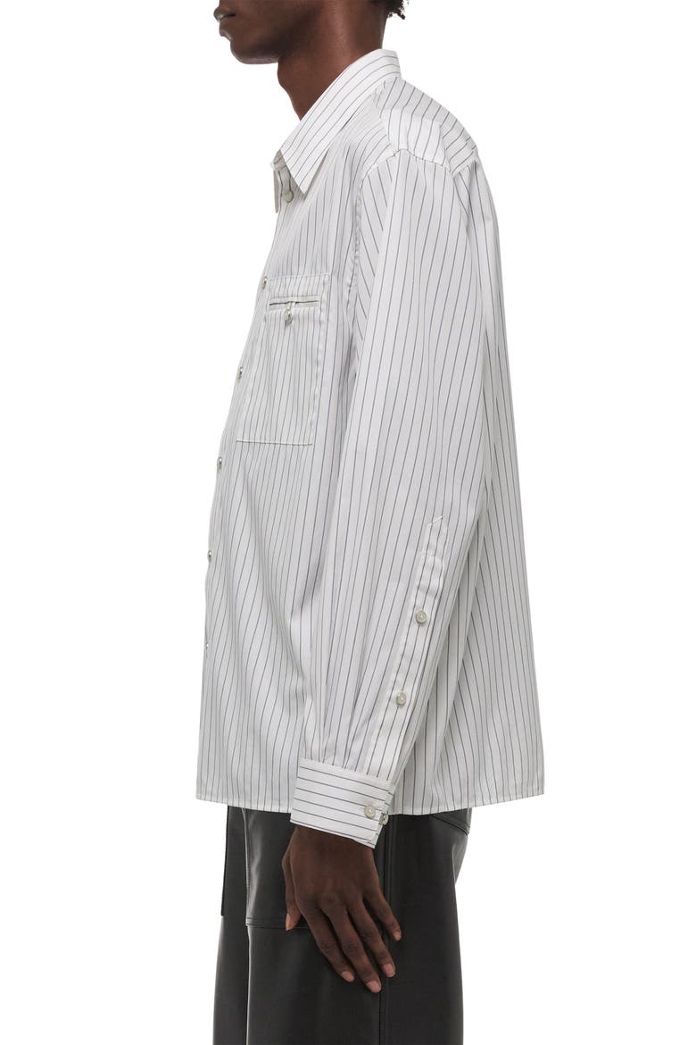Relaxed Fit Stripe Button-Up Shirt, Alternate, color, WHITE/ NAVY