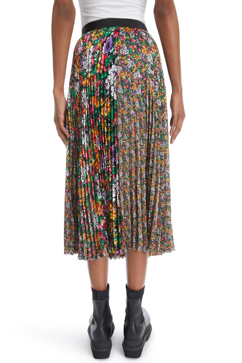 Pleated Mixed Floral Print Skirt, Alternate, color, YELLOW/ WHITE MULTI