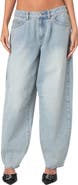 EDIKTED Baggy Low Rise Raw Hem Balloon Leg Jeans