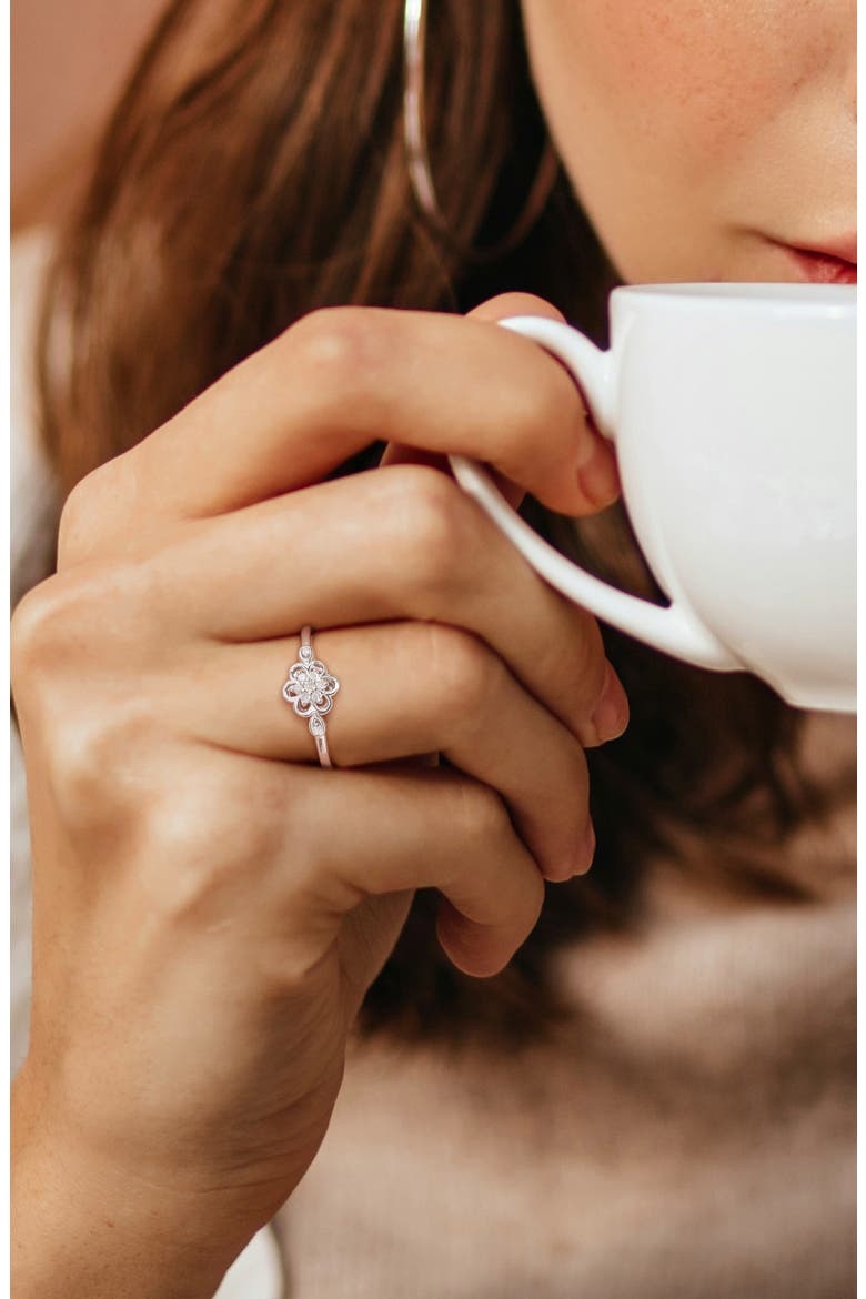 Floral Diamond Ring - 0.08ct., Alternate, color, SILVER