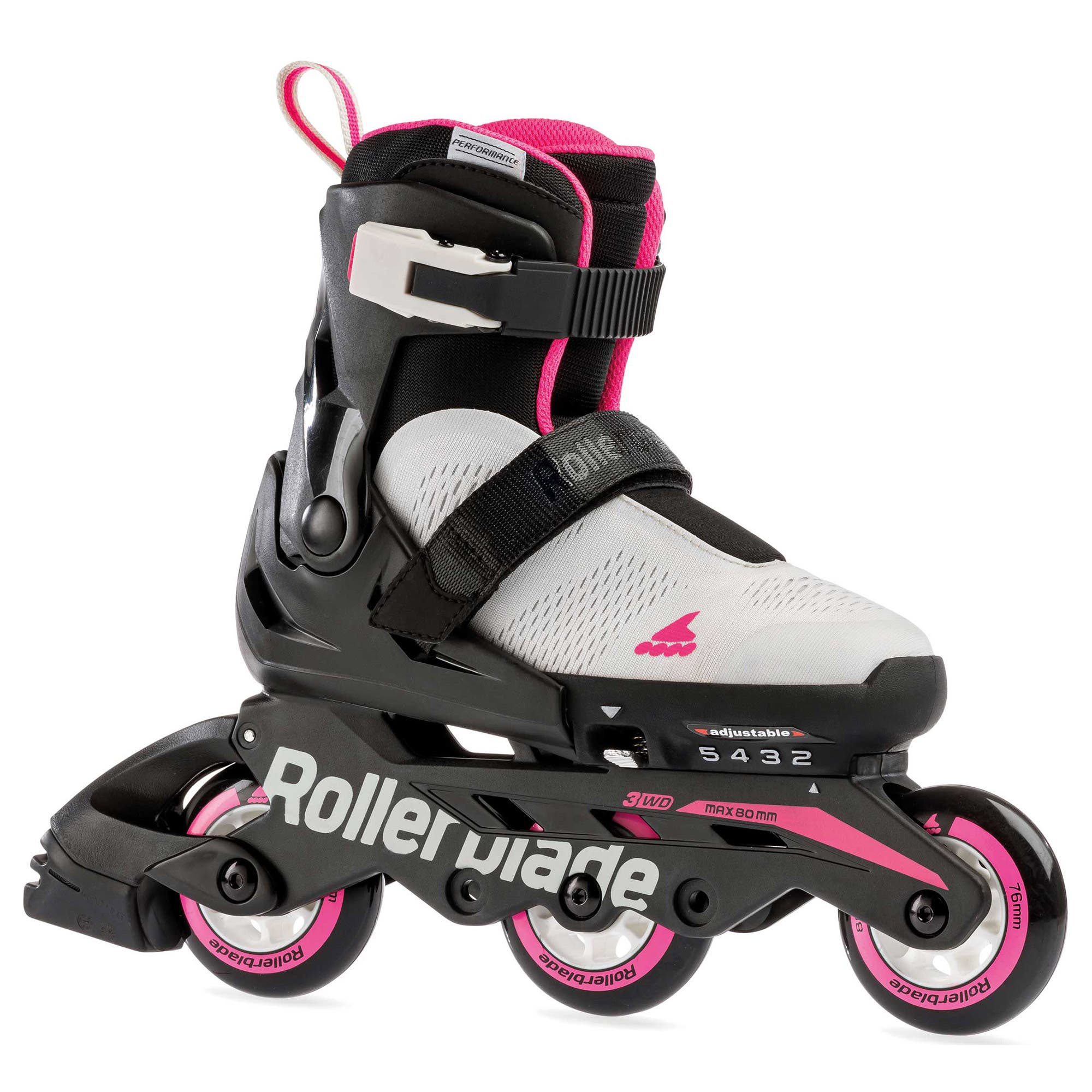Rollerblade Microblade Free 3WD Girls Adjustable Inline Skates, Main, color, Grey/Pink