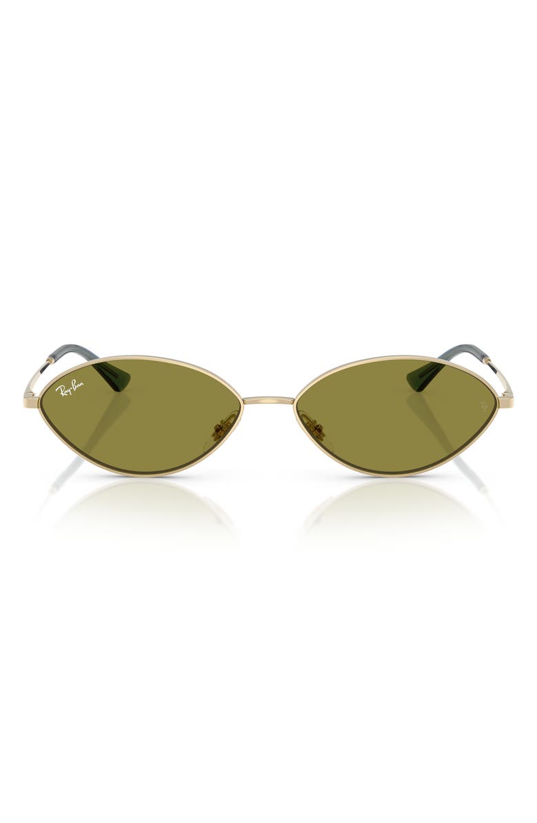 Ray-Ban 59mm Oval Sunglasses, Main, color, Pale Gold / Green