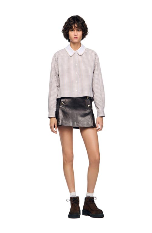 Sandro Plaid And Pearl Collar Shirt In Pattern