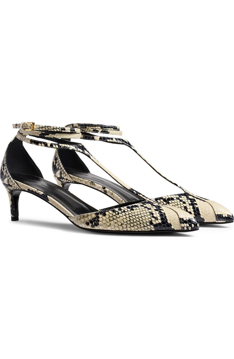 Khaite Mia Kitten Heel Pointed Toe T-Strap Pump, Main, color, Natural