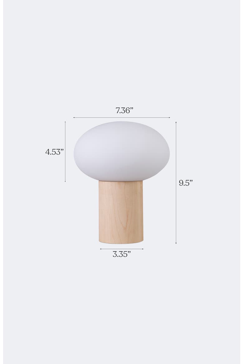Ivy 9.5" Modern LED Table Lamp with Oval Frosted Glass Shade and Phone Charging USB-C Port, Alternate, color, Wood