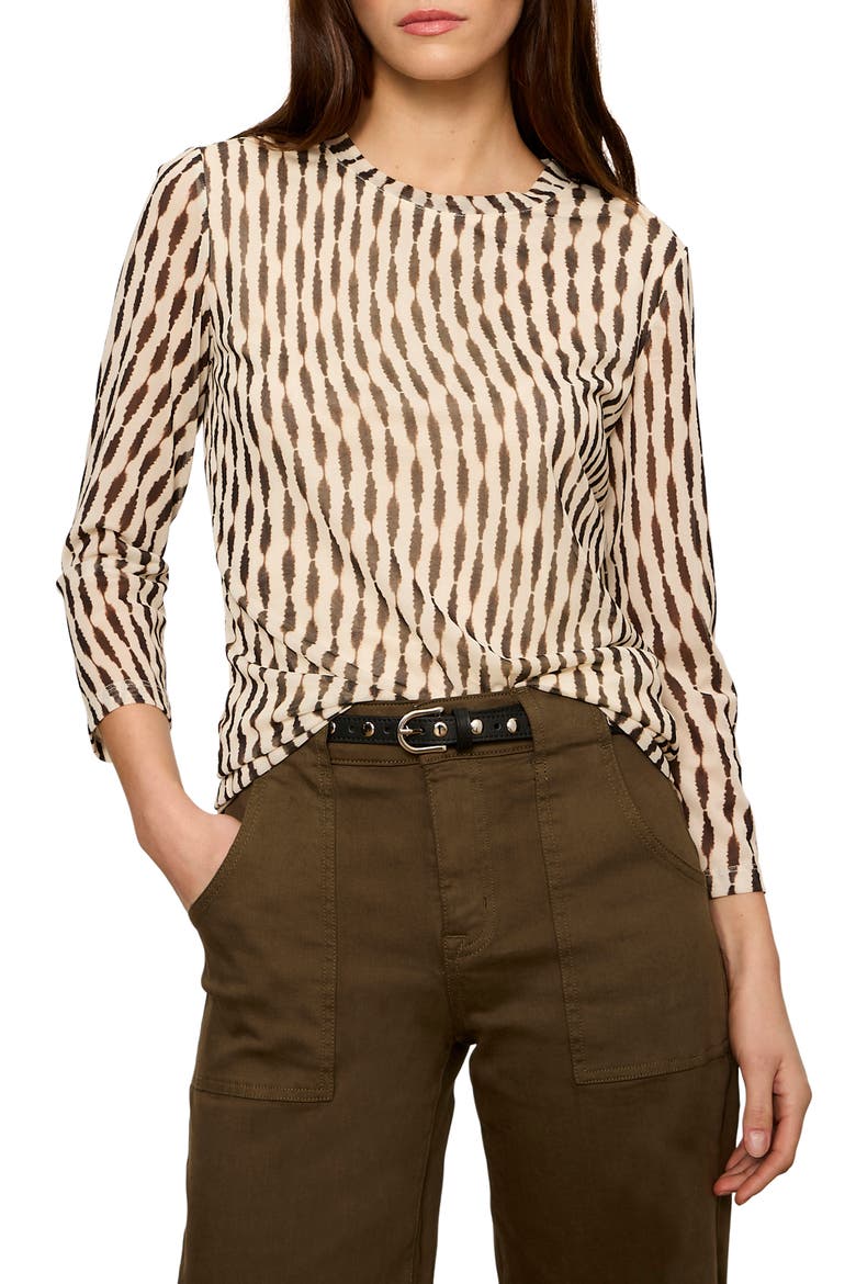 Print Mesh Top, Alternate, color, INKBLOT WHITE