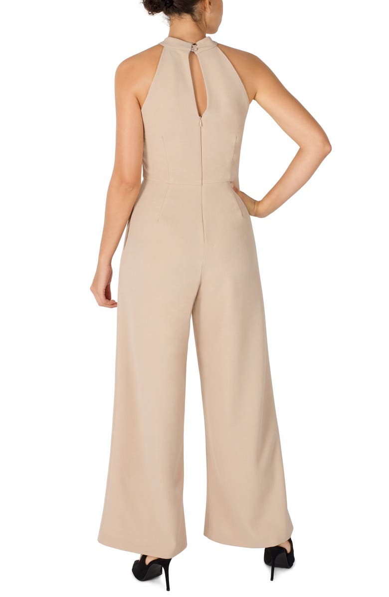 Julia Jordan Halter Neck Wide Leg Jumpsuit, Alternate, color, Latte