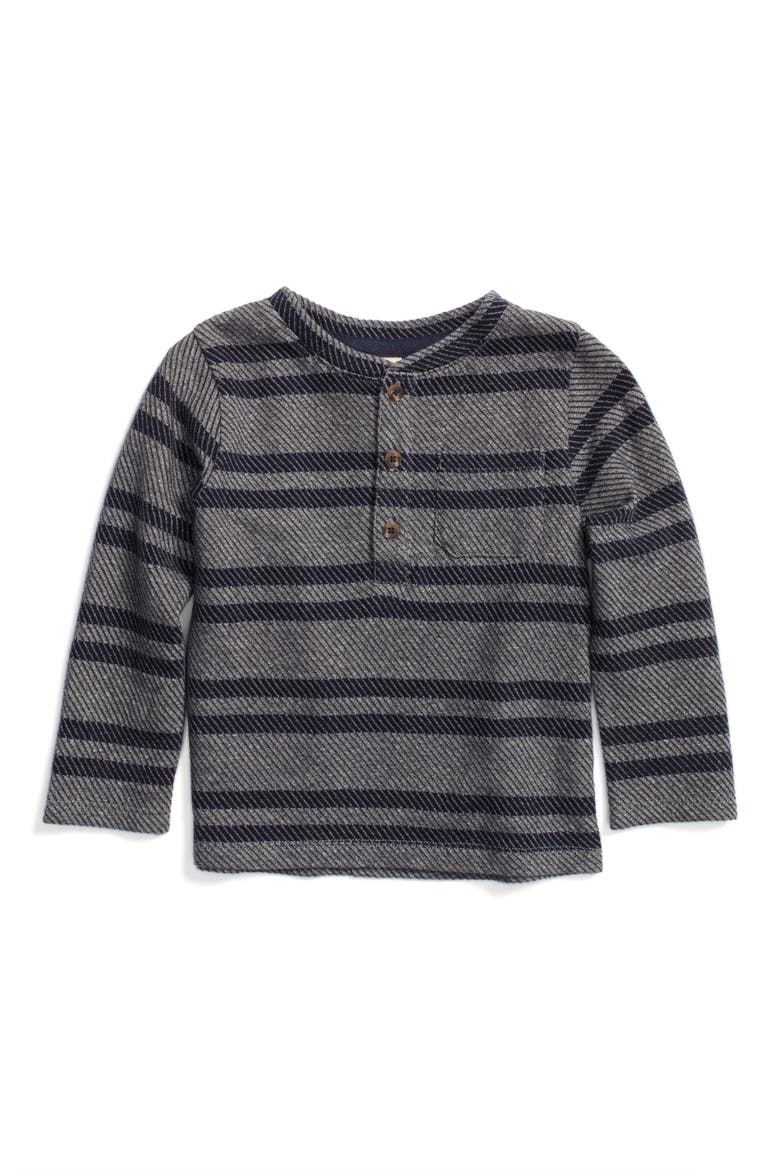 Twill Stripe Henley T-Shirt, Main, color, GREY ALLOY- NAVY STRIPE