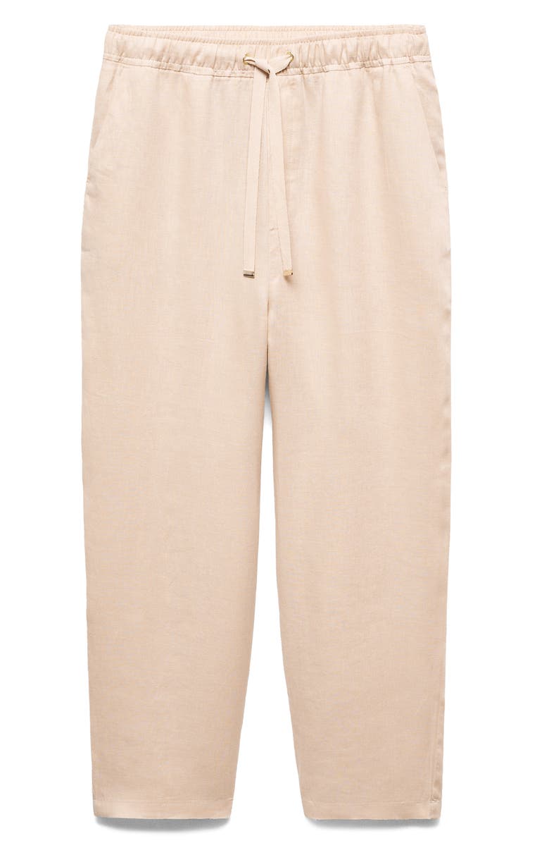 MANGO Drawstring Linen Pants, Alternate, color,