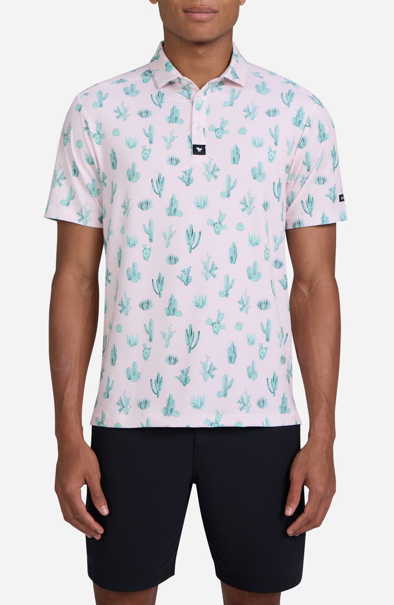 Bad Birdie Thorn in your Side Cactus Print Performance Golf Polo, Main, color, Thorn In Your Side