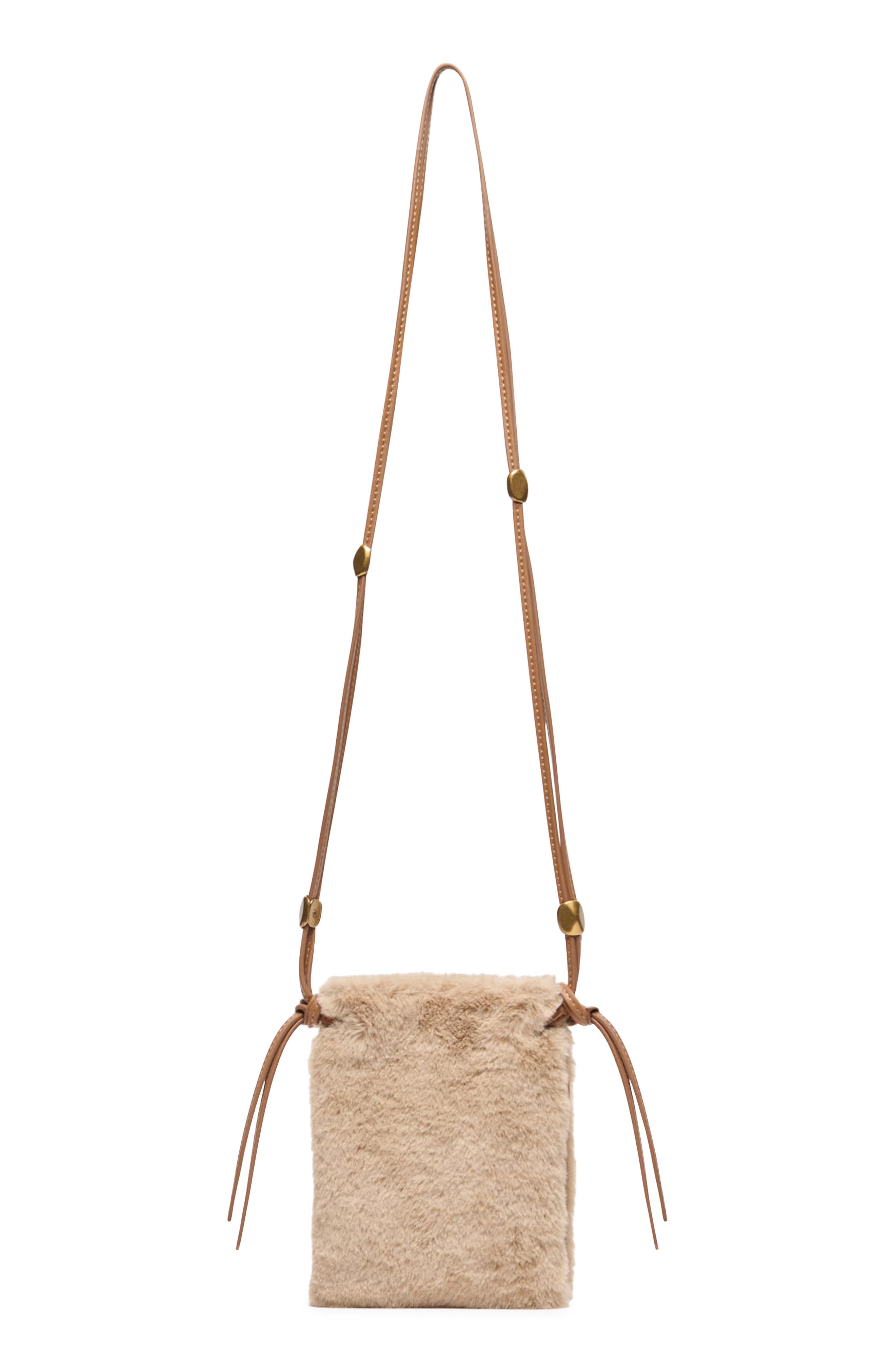 Lyrik Faux Fur Crossbody Bag, Alternate, color, MID BROWN