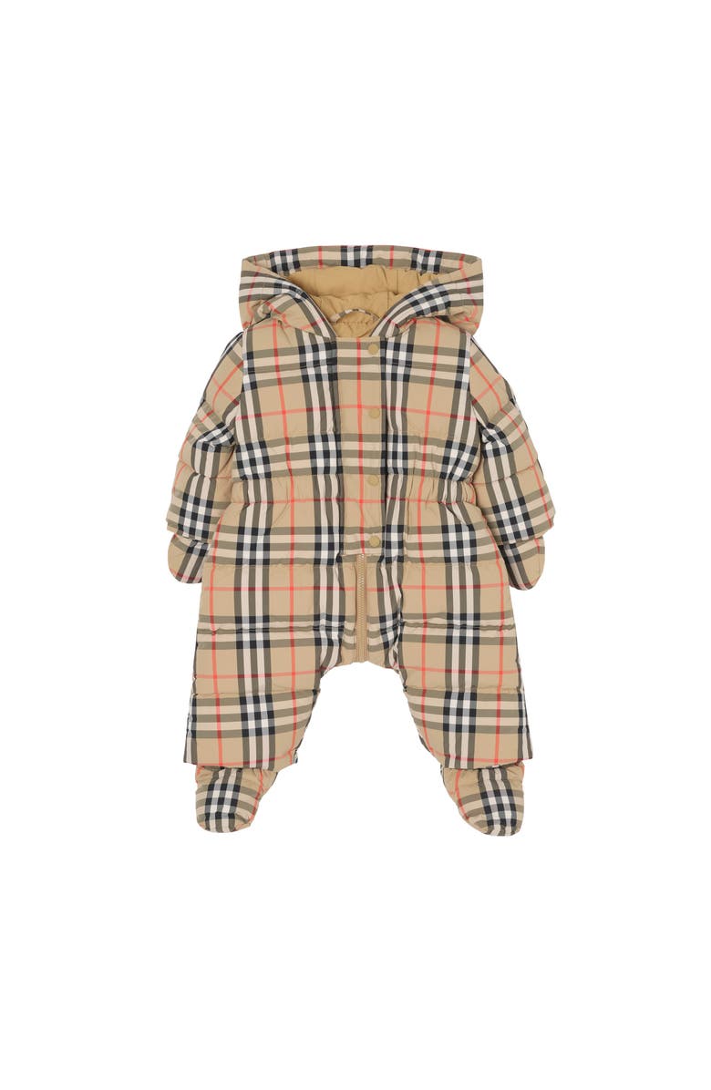 Burberry Check Puffer Suit, Main, color, Sand Beige