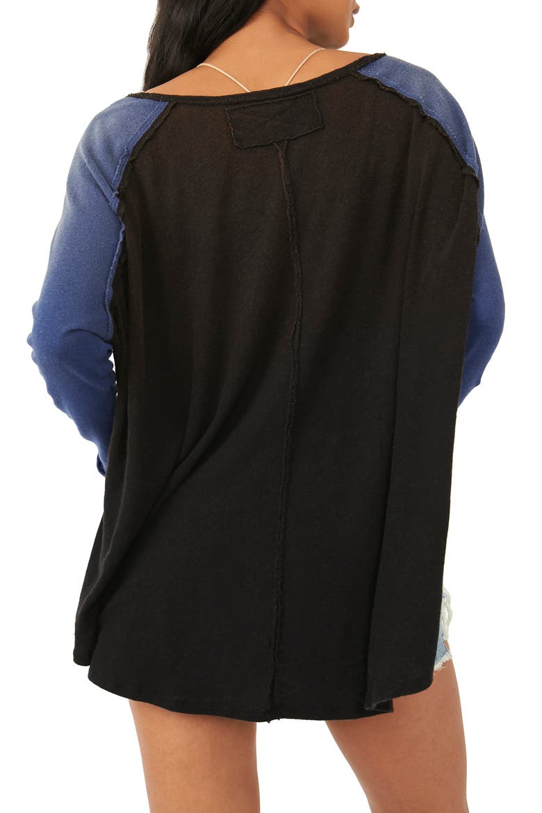 Grand Slam Linen Blend Three-Quarter Sleeve Top, Alternate, color, BLACK COMBO