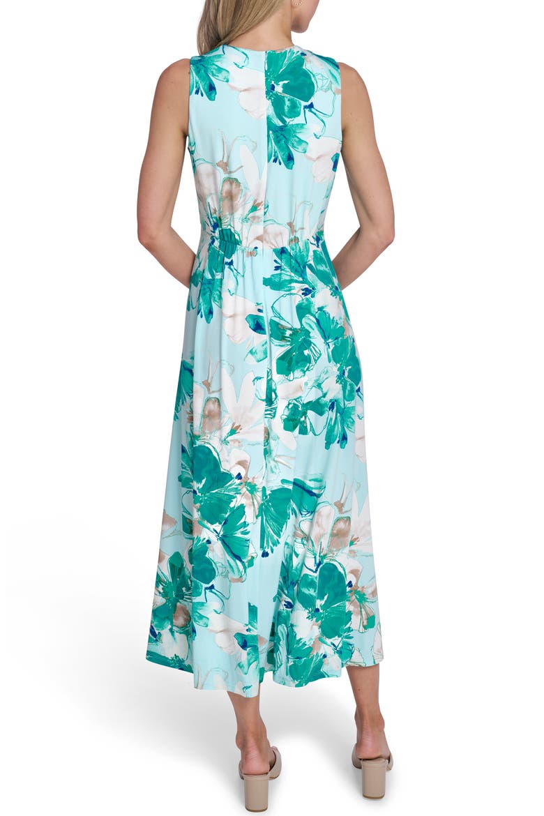 Twist and Drape Maxi Dress, Alternate, color, SEASPRAY/ PETROL MULTI