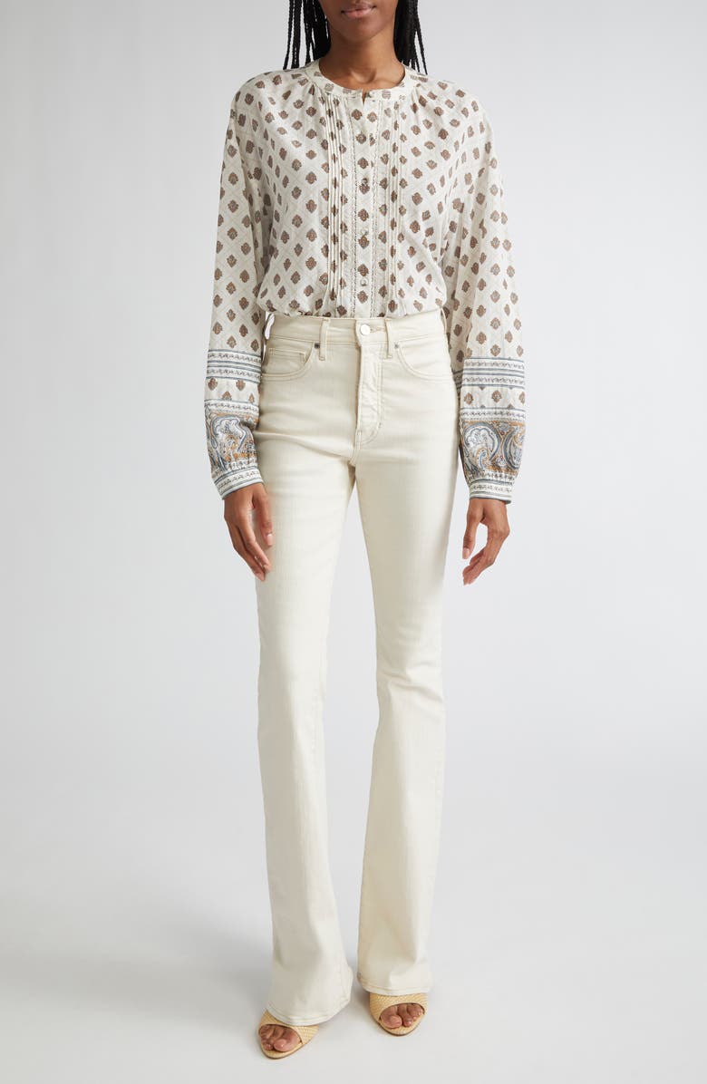 Veronica Beard Lollie Mixed Print Cotton Blend Button-Up Shirt, Alternate, color, Dove Multi