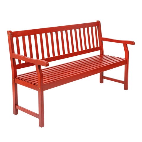 Laurel 3-Seat Slat-Back 600-Lbs Support Acacia Wood Outdoor Garden Patio Bench