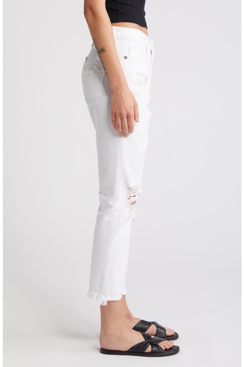 Slim Ripped Fray Hem Boyfriend Jeans, Alternate, color, WHITE
