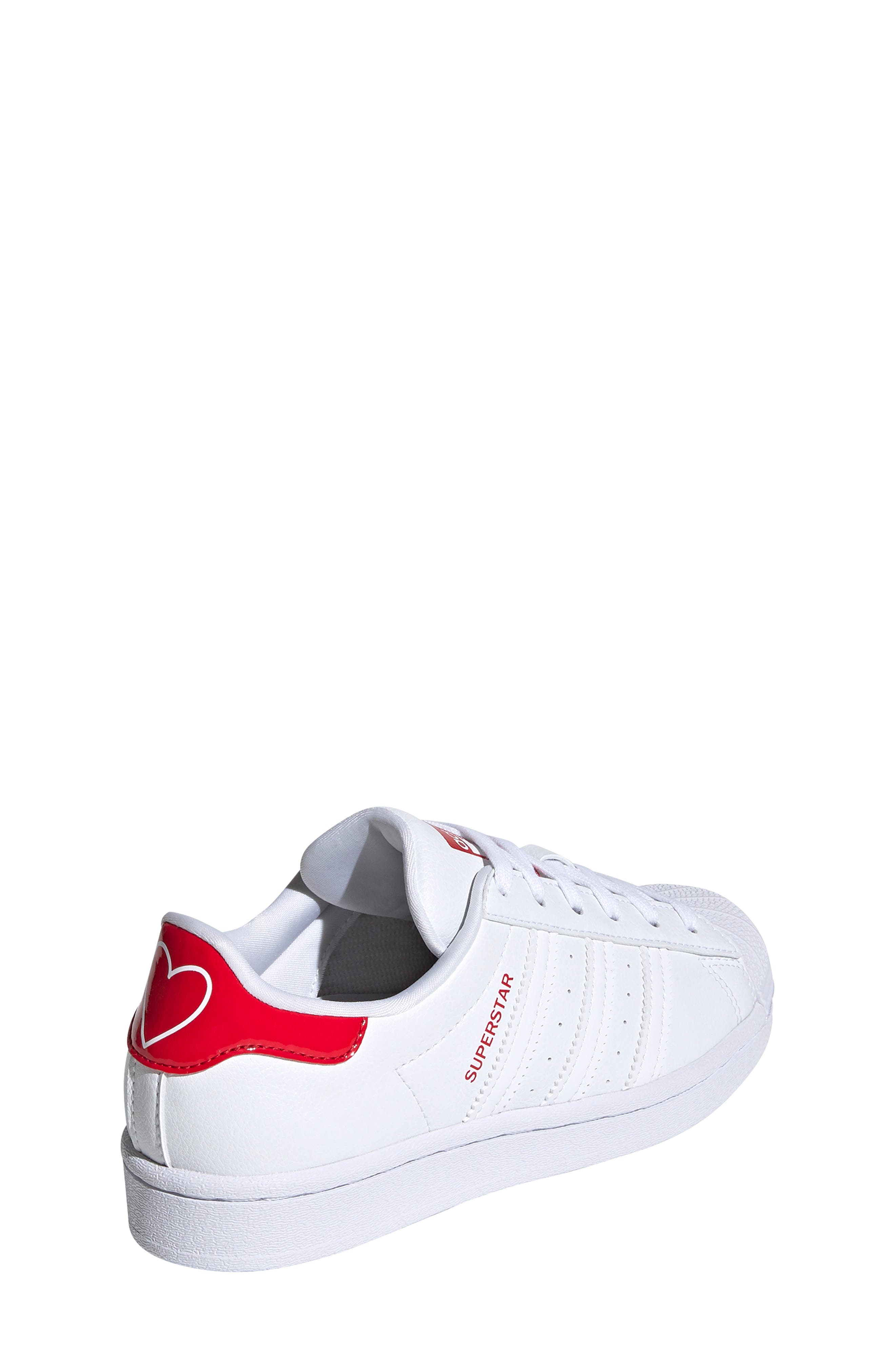 Kids' Superstar Sneaker, Alternate, color, WHITE/ WHITE/ SCARLET