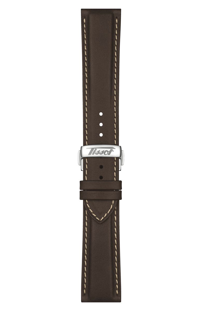 Tissot Telemeter 1938 Chronograph Leather Strap Watch, 42mm, Alternate, color, Brown