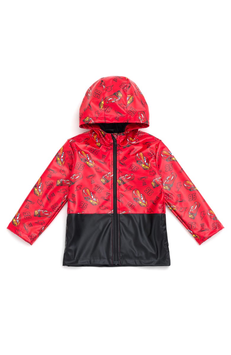 Disney Cars Lightning McQueen Hooded Zip-Up Rain Jacket, Main, color, Red Lightning Mcqueen