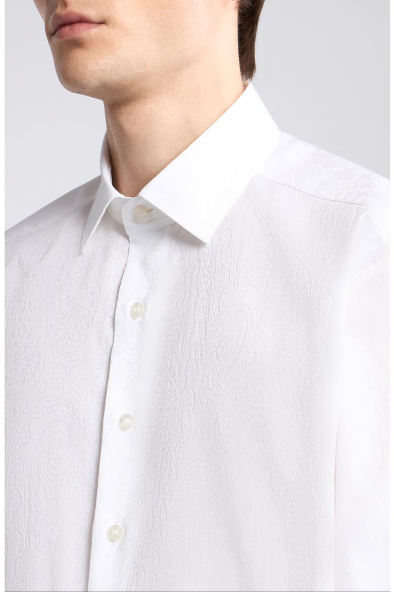 Roma Paisley Cotton Jacquard Dress Shirt, Alternate, color, BIANCO OTTICO