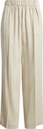Anne Klein High Waist Pull-On Straight Leg Linen Blend Pants