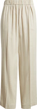 Anne Klein High Waist Pull-On Straight Leg Linen Blend Pants