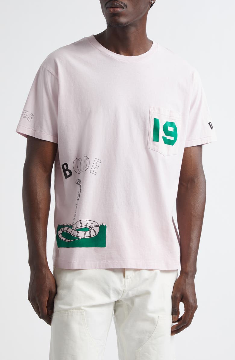 Bode Cobra Graphic Pocket T-Shirt, Main, color, Pink