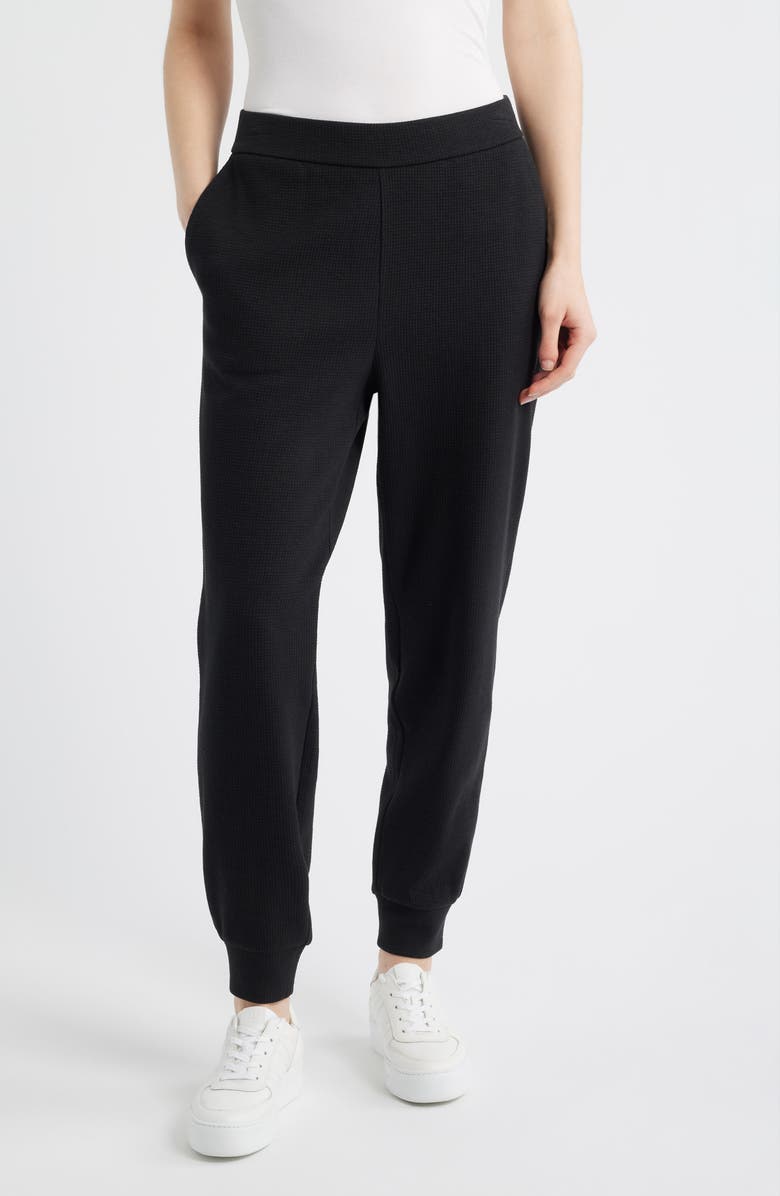Eileen Fisher Waffle Knit Joggers, Main, color, Black