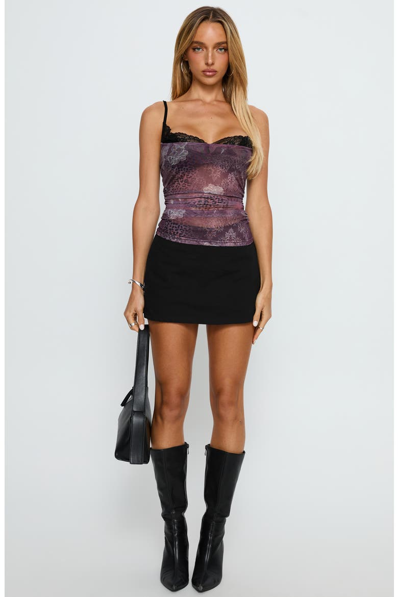 Worldly Mesh Overlay Bra Top, Alternate, color, PURPLE