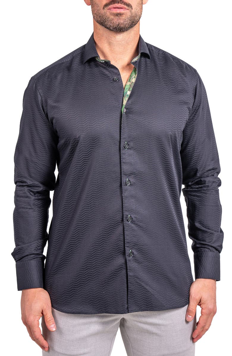 Maceoo Einstein Ascension Contemporary Fit Button-Up Shirt, Main, color, Black