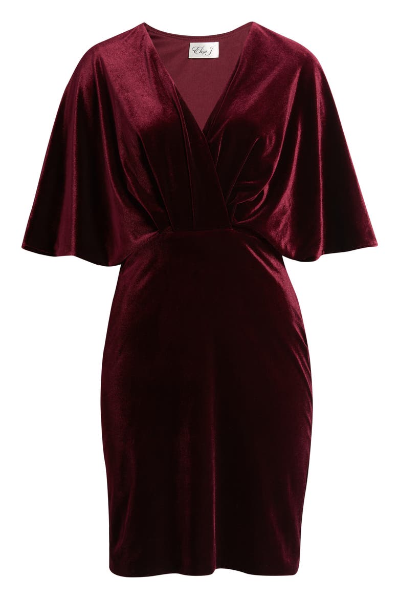 Dolman Sleeve Velvet Sheath Dress, Alternate, color, WINE