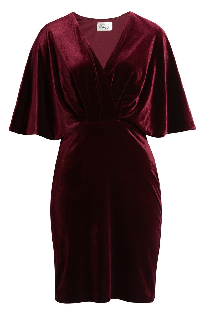 Eliza J Dolman Sleeve Velvet Sheath Dress, Alternate, color, Wine