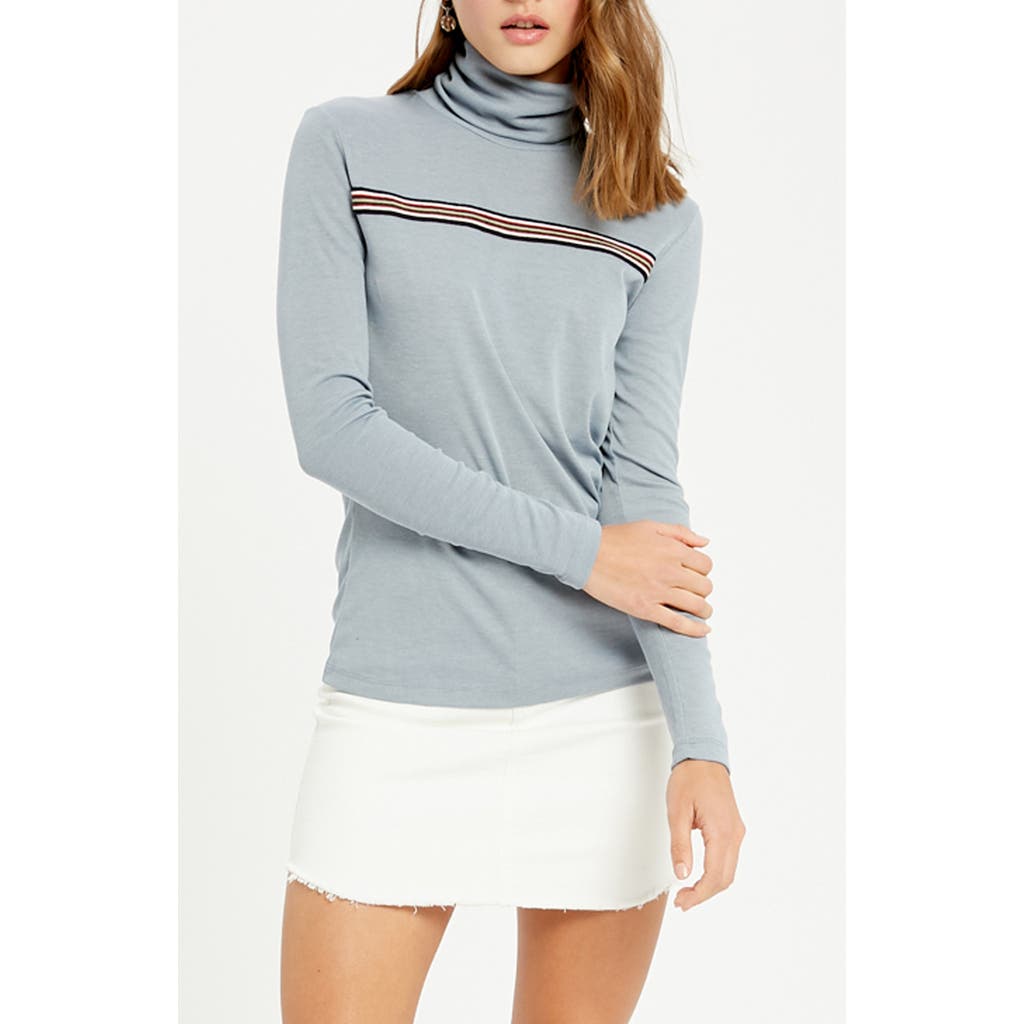 Wishlist Stripe Turtleneck Top In Gray