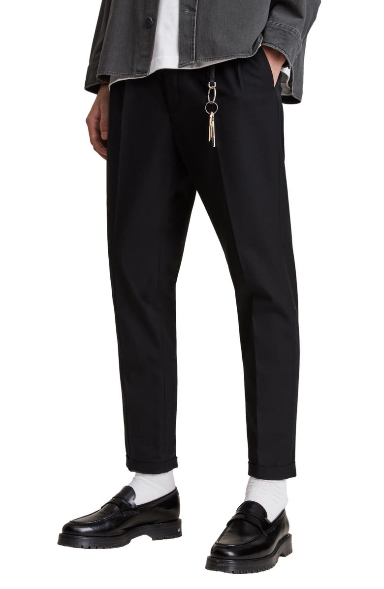 AllSaints Tallis Pleated Cotton & Wool Trousers, Main, color, 