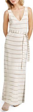 Splendid Michelle Stripe Tie Waist Sleeveless Maxi Dress