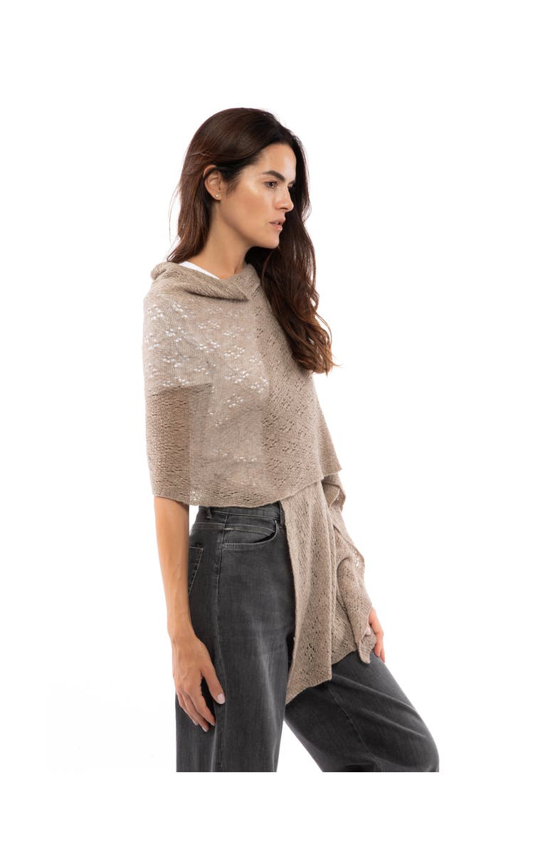 Monticelli Cashmere Pure Cashmere Pointelle Wrap Scarf, Main, color, Taupe