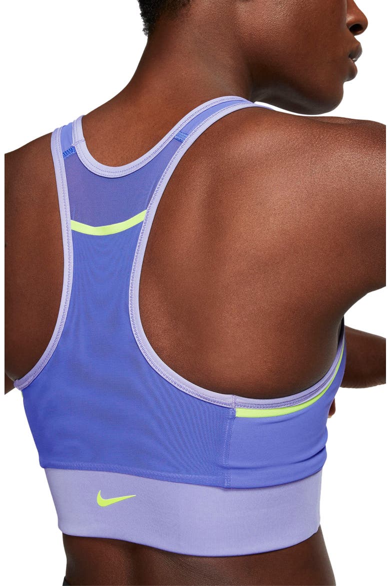 Swoosh Padded Pocket Sports Bra, Alternate, color, LIGHT THISTLE/ SAPPHIRE