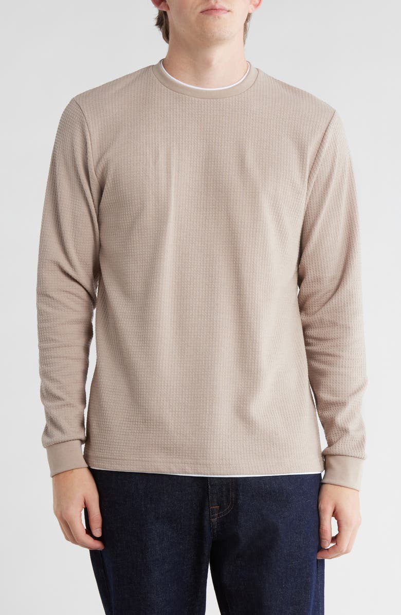 DENIM AND FLOWER Textured Double Knit Sweatshirt, Main, color, Natural