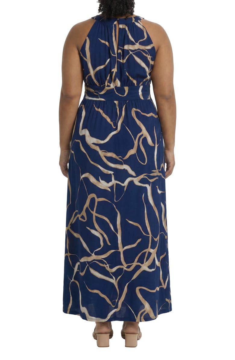 London Times Morris Keyhole Sleeveless Maxi Dress, Alternate, color, Navy/ Tan