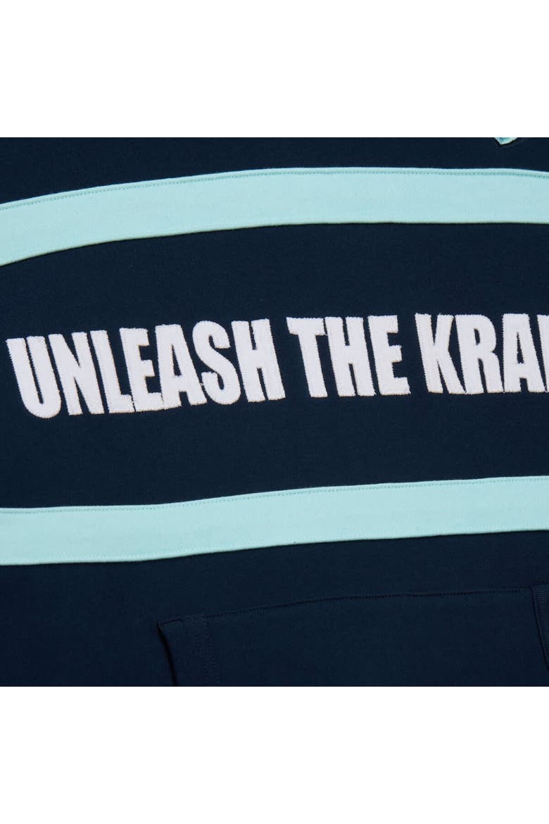 Men's Mitchell & Ness Deep Sea Blue Seattle Kraken Head Coach Slogan Pullover Hoodie, Alternate, color, Navy