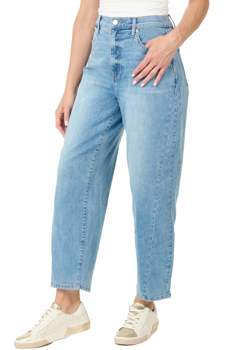 Arched High Waist Jeans, Main, color, LIGHT BLUE