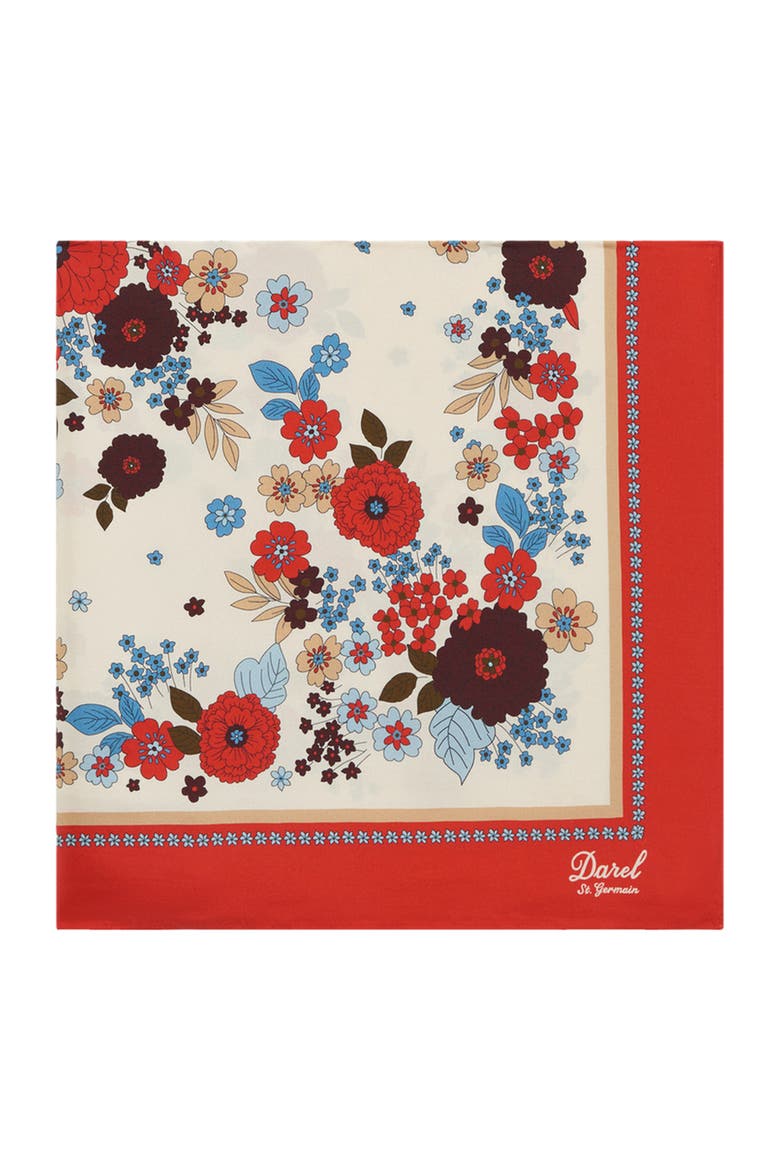 Siena Floral Print Silk Scarf, Main, color, Ecru