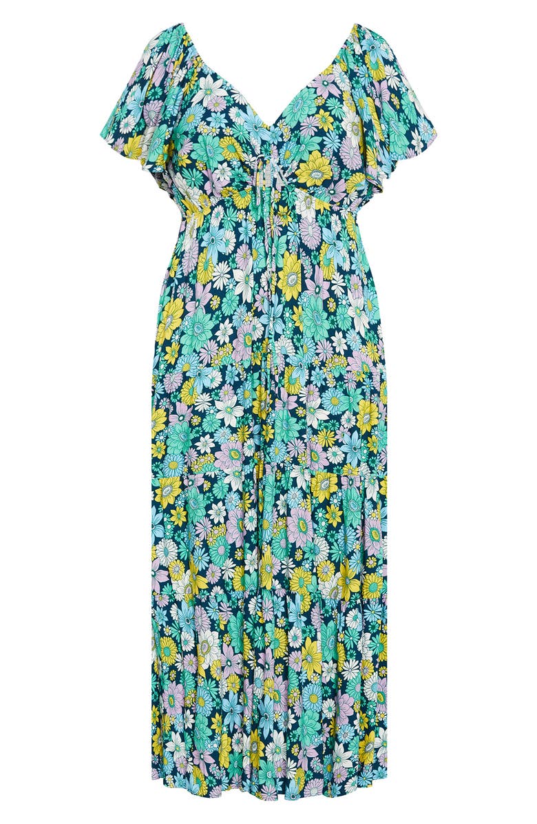 City Chic Brigitte Floral Print Jersey Max Dress, Alternate, color, Hippie Chic