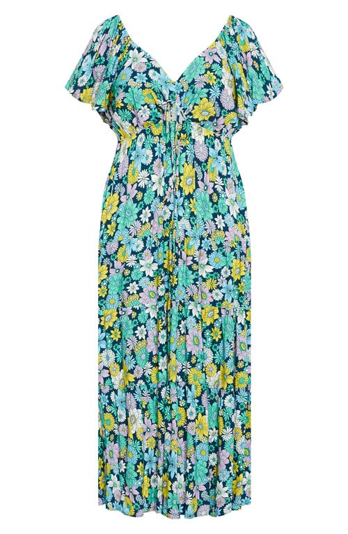 City Chic Brigitte Floral Print Jersey Max Dress In Green