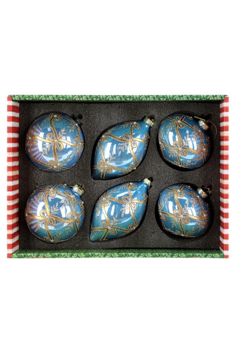 Ribboned Ornament, Box of 6, Alternate, color, Baby Blue