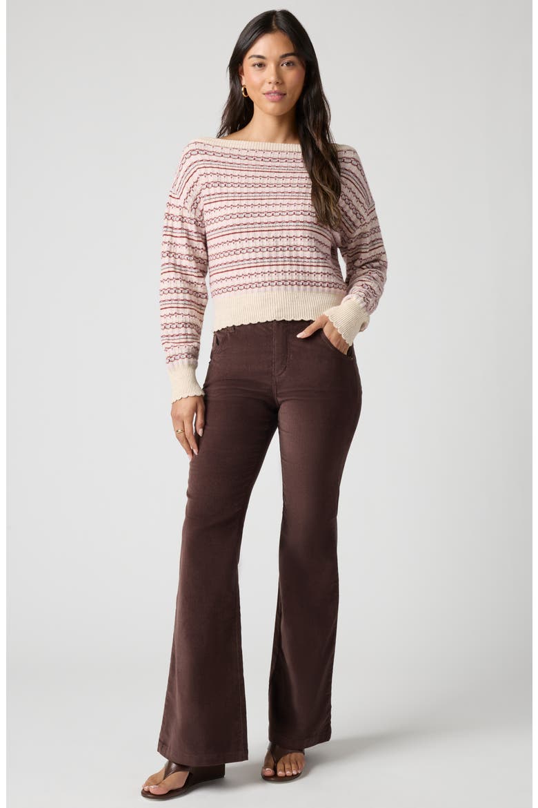 Off the Shoulder Textured Sweater, Alternate, color, BURGUNDY MULTI